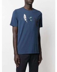 T-shirt à col rond imprimé bleu marine Corneliani