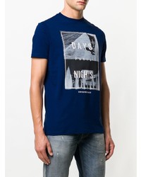 T-shirt à col rond imprimé bleu marine Emporio Armani