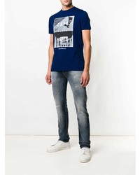 T-shirt à col rond imprimé bleu marine Emporio Armani