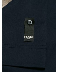 T-shirt à col rond imprimé bleu marine Fendi