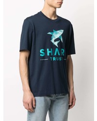 T-shirt à col rond imprimé bleu marine Paul & Shark