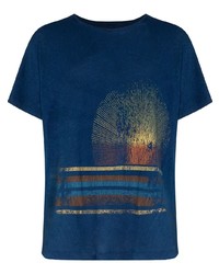 T-shirt à col rond imprimé bleu marine Greg Lauren