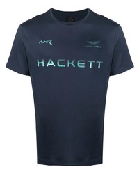 T-shirt à col rond imprimé bleu marine Hackett