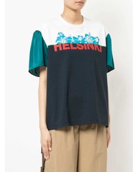 T-shirt à col rond imprimé bleu marine Kolor