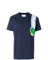 T-shirt à col rond imprimé bleu marine Henrik Vibskov