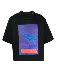 T-shirt à col rond imprimé bleu marine Heron Preston