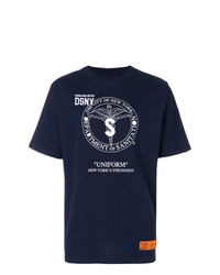 T-shirt à col rond imprimé bleu marine Heron Preston