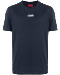 T-shirt à col rond imprimé bleu marine Hugo