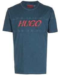 T-shirt à col rond imprimé bleu marine Hugo