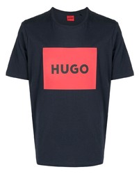 T-shirt à col rond imprimé bleu marine Hugo