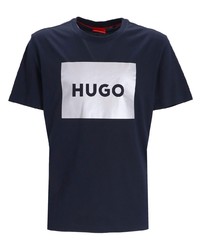 T-shirt à col rond imprimé bleu marine Hugo