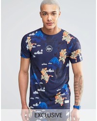 T-shirt à col rond imprimé bleu marine Hype