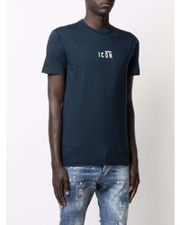 T-shirt à col rond imprimé bleu marine DSQUARED2