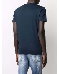 T-shirt à col rond imprimé bleu marine DSQUARED2