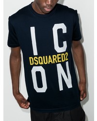 T-shirt à col rond imprimé bleu marine DSQUARED2