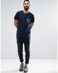 T-shirt à col rond imprimé bleu marine Jack and Jones