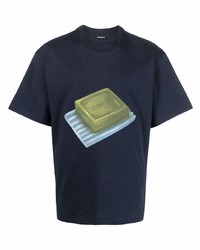 T-shirt à col rond imprimé bleu marine Jacquemus