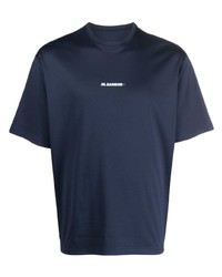 T-shirt à col rond imprimé bleu marine Jil Sander