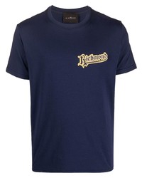 T-shirt à col rond imprimé bleu marine John Richmond