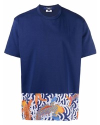 T-shirt à col rond imprimé bleu marine Junya Watanabe MAN