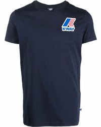 T-shirt à col rond imprimé bleu marine K-Way R&D