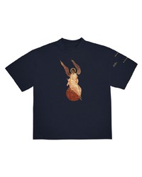 T-shirt à col rond imprimé bleu marine Kanye West