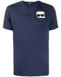 T-shirt à col rond imprimé bleu marine Karl Lagerfeld