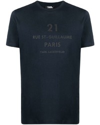 T-shirt à col rond imprimé bleu marine Karl Lagerfeld