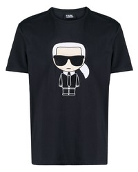 T-shirt à col rond imprimé bleu marine Karl Lagerfeld