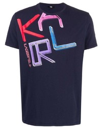 T-shirt à col rond imprimé bleu marine Karl Lagerfeld