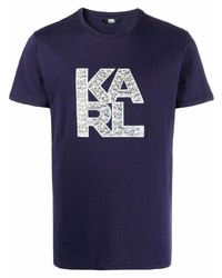 T-shirt à col rond imprimé bleu marine Karl Lagerfeld