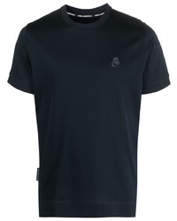 T-shirt à col rond imprimé bleu marine Karl Lagerfeld
