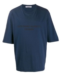 T-shirt à col rond imprimé bleu marine Katharine Hamnett London