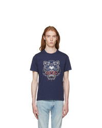 T-shirt à col rond imprimé bleu marine Kenzo