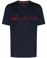 T-shirt à col rond imprimé bleu marine Kiton