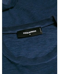 T-shirt à col rond imprimé bleu marine DSQUARED2