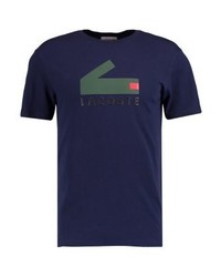 T-shirt à col rond imprimé bleu marine Lacoste