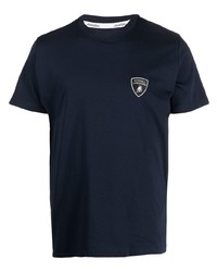 T-shirt à col rond imprimé bleu marine Lamborghini