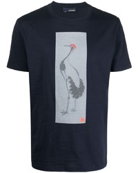 T-shirt à col rond imprimé bleu marine Lardini