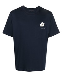 T-shirt à col rond imprimé bleu marine Lardini