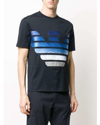 T-shirt à col rond imprimé bleu marine Emporio Armani