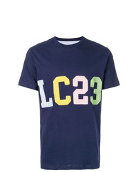 T-shirt à col rond imprimé bleu marine Lc23