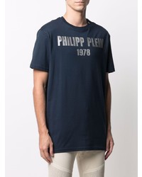 T-shirt à col rond imprimé bleu marine Philipp Plein