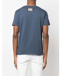 T-shirt à col rond imprimé bleu marine Just Cavalli