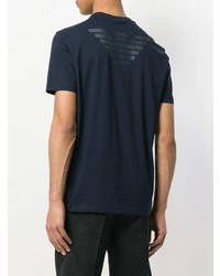 T-shirt à col rond imprimé bleu marine Emporio Armani