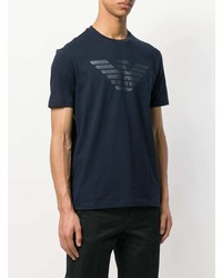 T-shirt à col rond imprimé bleu marine Emporio Armani