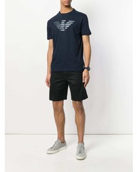 T-shirt à col rond imprimé bleu marine Emporio Armani