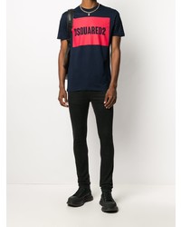 T-shirt à col rond imprimé bleu marine DSQUARED2