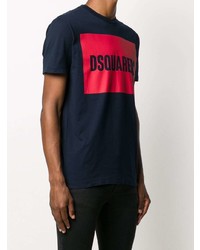 T-shirt à col rond imprimé bleu marine DSQUARED2