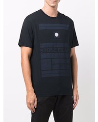 T-shirt à col rond imprimé bleu marine Stone Island